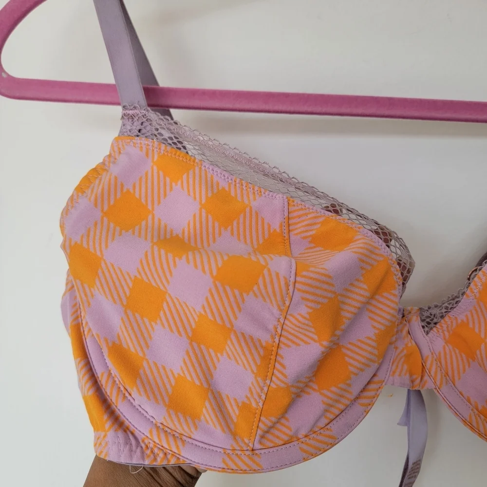 Savage X Fenty Purple and Orange Checkered Bra